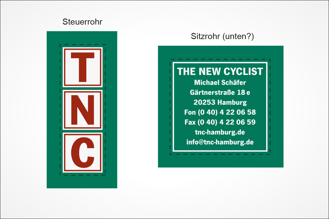 Logo- und Label-Entwicklung für Fahrräder von The New Cyclist (TNC), Hamburg · Kunde: Michael Schäfer (2005)